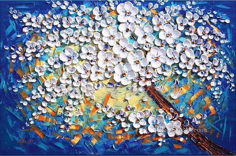 blue sky floral 3D Texture Oil Paintings